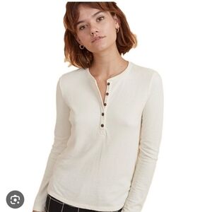 NWOT $78 Marine Layer DK Henley Blanc De Blanc Shirt Long Sleeve
